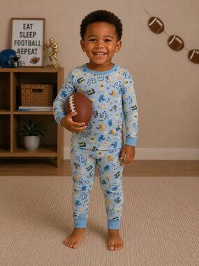 NWT - Milkberry Bamboo Toddler Boys Two-Piece Pajama Set - Football - 2T, 3T, 4T